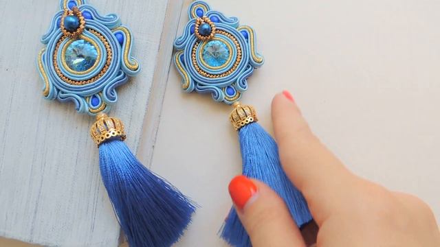 Сутажные серьги "Голубоглазая" смотреть онлайн