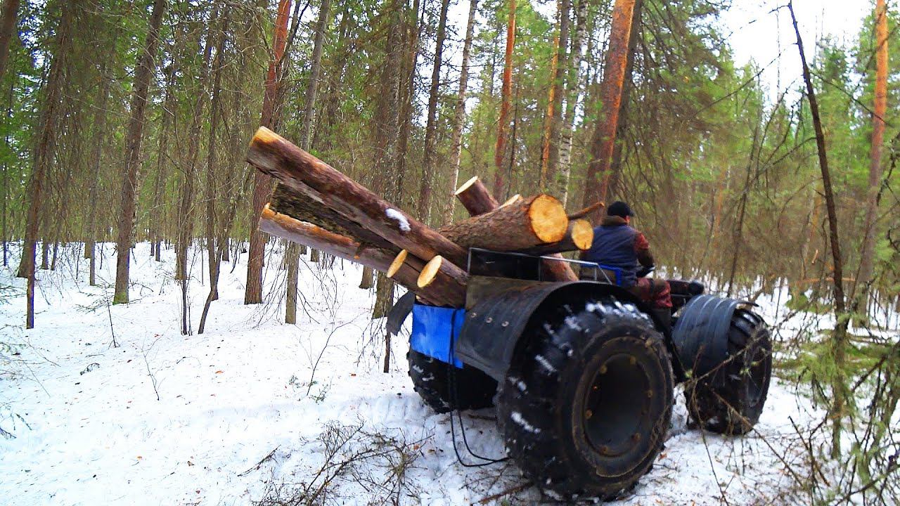 Снегоболотоход тащит тонну дров. Заготовка дров для таежной избы. Вкусный рецепт рыбы в печке. Ч1 смотреть онлайн