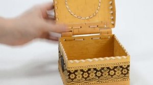 Шкатулка из бересты на шарнире «Ажурная» Арт.6004