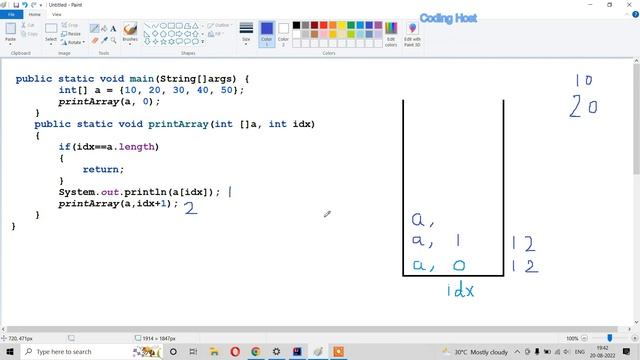 Print array using recursion | Print array using recursion in java, Print array