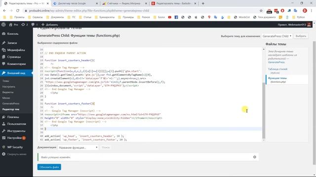 Установка счётчика на сайт WordPress без плагина дочерней темой - Яндекс Метрика и Google Analytics смотреть онлайн