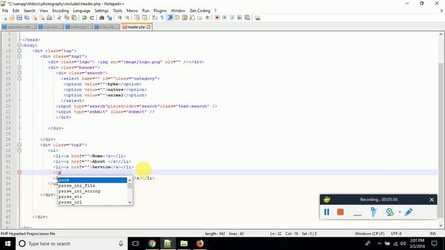 BASIC PHP TUTORIAL PART 8 || CUSTOMIZING THE HEADER || PROGRAMMER SAYED