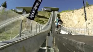Jump ski jump on a motorcycle. Прыжок с трамплина на мотоцикле.