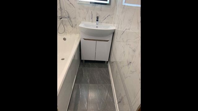 PVC panels   white marble панели ПВХ   белый мрамор готовая работа