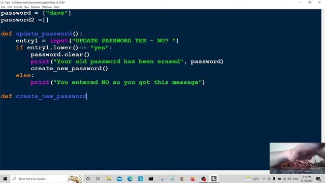 Beginners Python Fun Coding Tutorial Password Update Code Example 2022