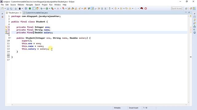 How to Create Custom Immutable Class in Java | Our own immutable class in java | RAJASEKHAR REDDY