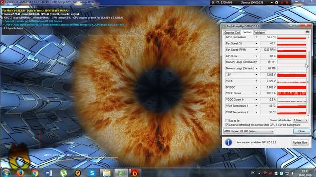 Тест видеокарты XFX R9 280X FurMark (кривой BIOS, заниженные частоты) смотреть онлайн