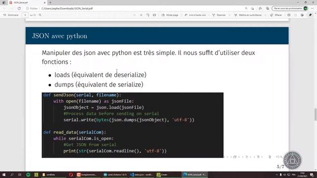 ESP - Communication JSON via le port Série (Python)