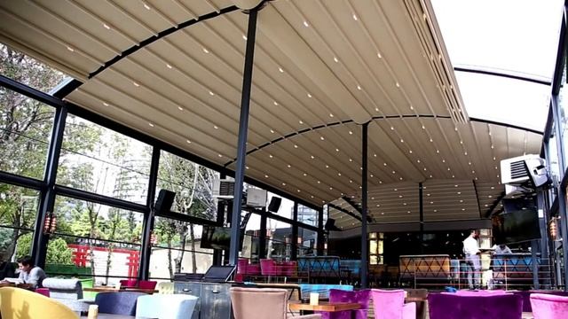 Pergola Russia - Тентовая двухскатная пергола. Биоклиматическая Пергола. Веранда для ресторана.