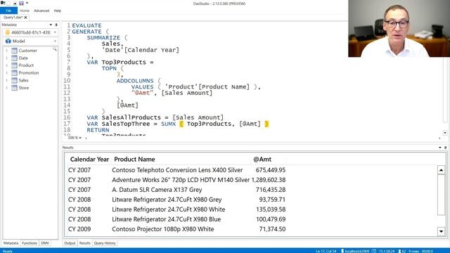 Writing a DAX query using TOPN