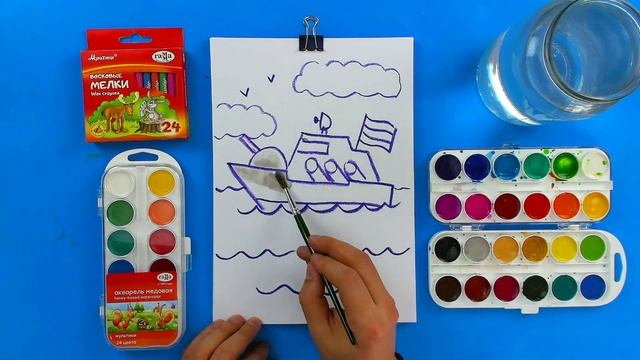 Учимся рисовать военный корабль - Рисунки на военную тематику смотреть онлайн