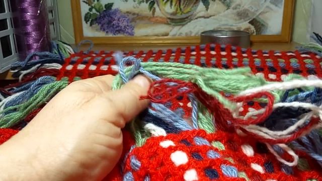 Коврик крючком.Утилизация остатков пряжи. смотреть онлайн