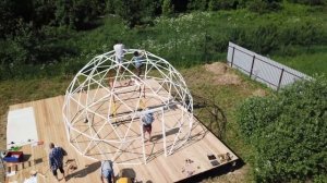 Купольный шатер. Гэмпинг. Монтаж. Монтаж купола.