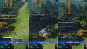 сравнение Athlon 200GE, Ryzen 3 1200, Ryzen 5 1600x в Dota 2