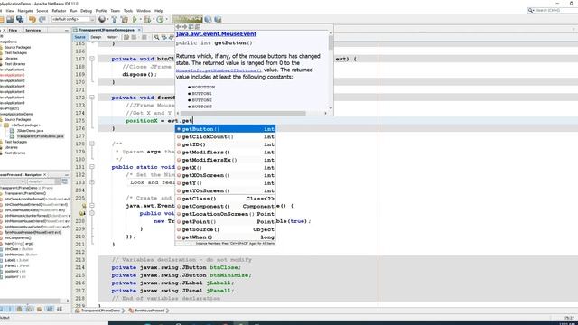 Undecorated JFrame Making Movable - NetBeans. смотреть онлайн