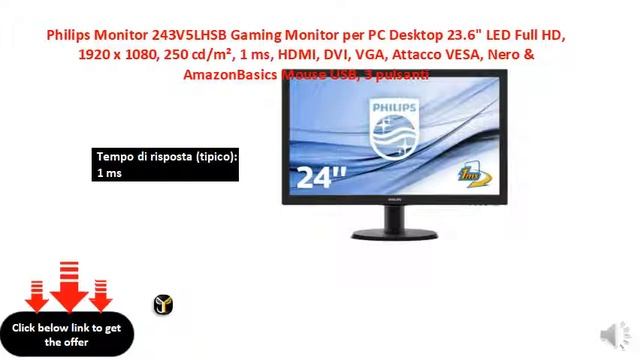 Philips Monitor 243V5LHSB Gaming Monitor per PC Desktop 23.6 LED смотреть онлайн