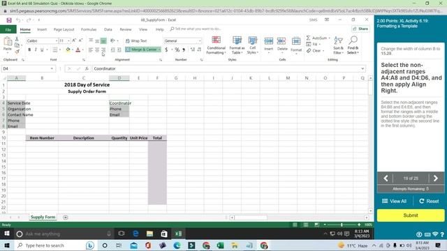 Excel 6A and 6B Simulation Quiz | Complete Academics Help