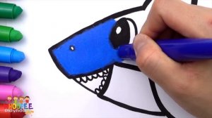 Baby Shark Song Drawing and Coloring Pages Learn Colors | Whoopee Playhouse