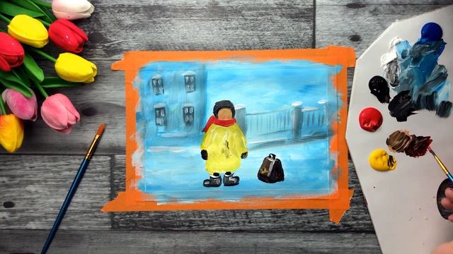 МОРОЗНОЕ УТРО • Рисуем зиму • Простой рисунок красками