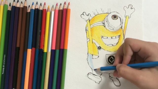 Как нарисовать миньона карандашами? How to draw a minion with pencils?