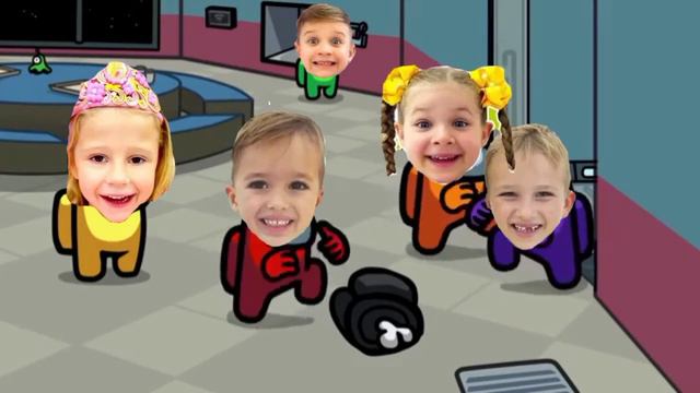 Diana and Roma & Vlad and Niki & Like Nastya Among Us dance смотреть онлайн