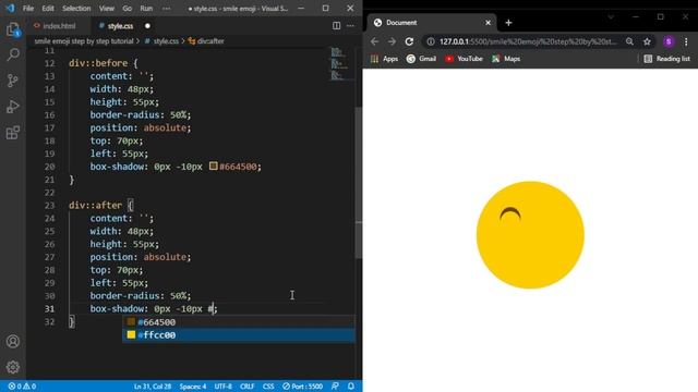 [Single Div] smile emoji using pure html and css |  basic html and css project for beginners.