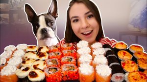 МУКБАНГ •  50 РОЛЛОВ и ЧАРЛИ В КАДРЕ sushi сет & eating sounds асмр (ASMR MUKBANG) 묵방