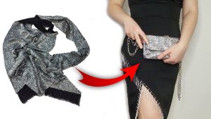 Сумочку к нарядному платью можно сшить из остатков ткани и буквально за несколько минут