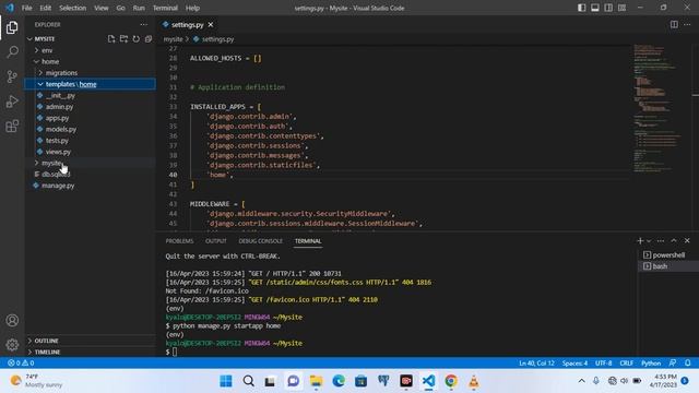 PART 37(CSS-INTERMEDIATE): HOW TO CREATE DJANGO PROJECT AND DISPLAY ITS DEFAULT PAGE ON WEBPAGE.