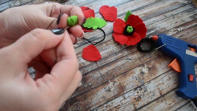 Мастер класс "Мак". Делаем мак из фетра. Мк брошь из фетра. Заколка для волос. Своими руками