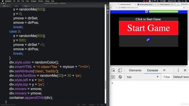 28  Blast the Bad Guys JavaScript Collision detection between two elements