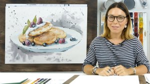 Экспресс-урок по акварельной живописи «Сырники» | Как нарисовать сырники поэтапно
