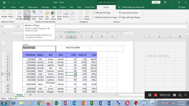 Excel 2019   Header & Footer #Excel2019 #ExcelTutorial #NicetoLearn