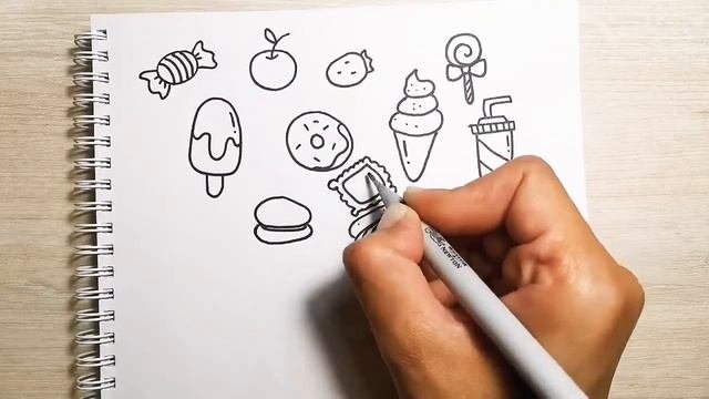 Рисунки для оформления/сладости вкусняшки рисунок/милые рисунки/дудл рисунки для срисовки