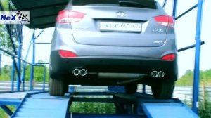 NeX® _Hyundai ix35. ЭКСКЛЮЗИВ! Глушитель раздвоенный основной с 4 нержавеющими насадками 76 мм.