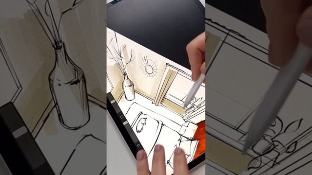 Обучаю рисовать интерьерные скетчи с нуля на iPad
