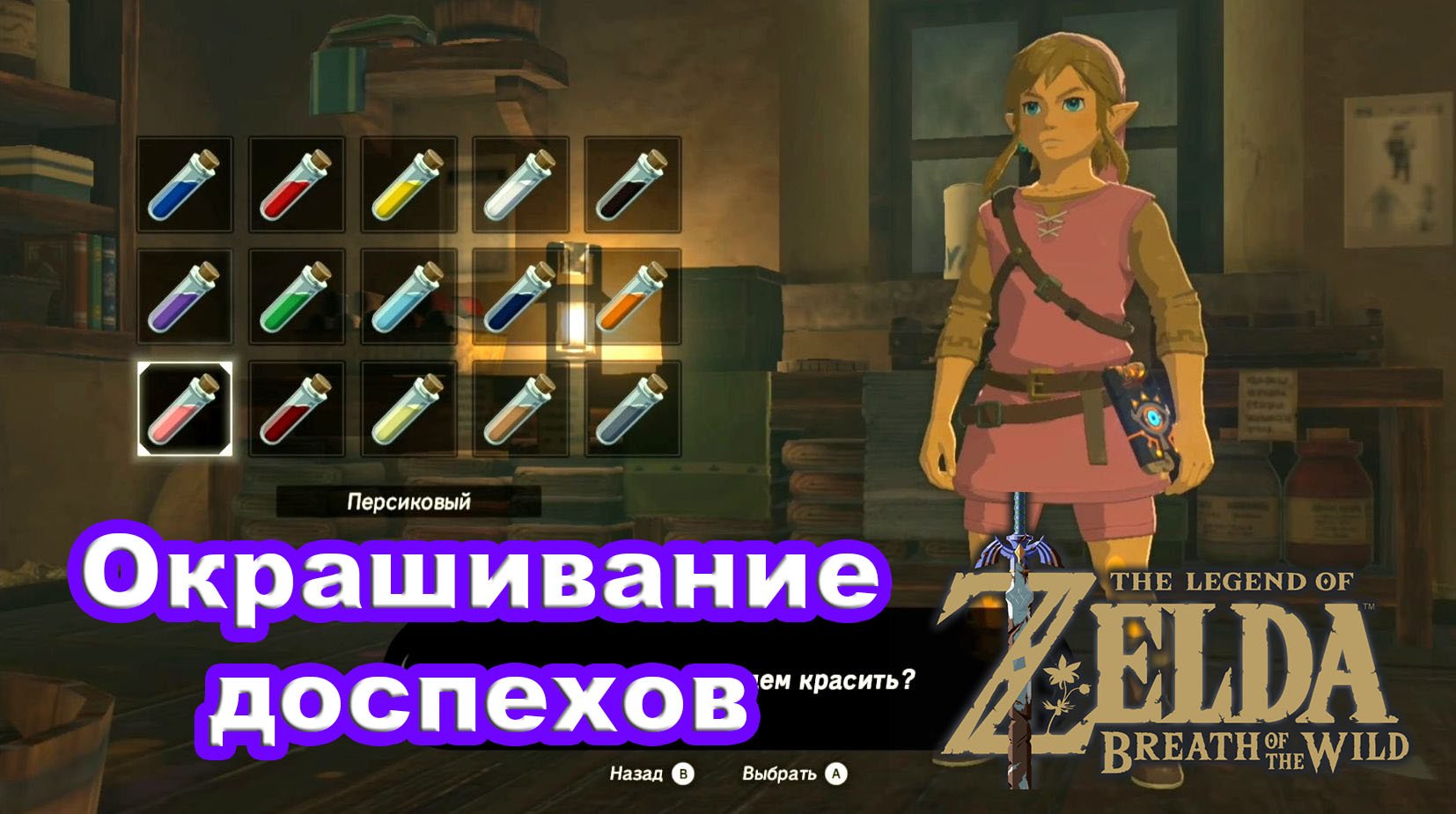 Перекрашивание доспехов. The Legend of Zelda Breath of the Wild. Nintendo Switch