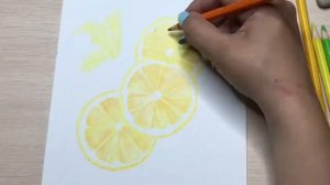 Рисуем лимон цветными карандашами