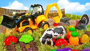 Игры Машинки помощники - Трактор сажает овощи! Животные на ферме! - Развивающие мультики для детей
