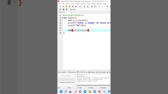Program to check Prime numbers in C language | C program to check whether a number is Prime or Not.