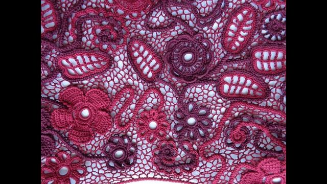 Ирландское кружево.Платье на заказ. "Вишнёвое суфле".Вязание крючком. смотреть онлайн