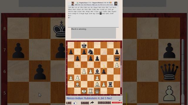 Tata Steel Chess Tournament 2023 - Round 9 || Arjun Erigaisi vs Richard Rapport