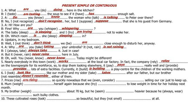 PRESENT SIMPLE OR PRESENT CONTINUOUS (B1+ EXERCISE) смотреть онлайн