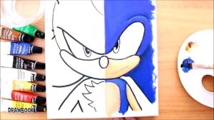 How to draw and paint SONIC vs. SHADOW (in one face) with Acrylic Paint