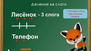 Лисёнок учится делить слова на слоги