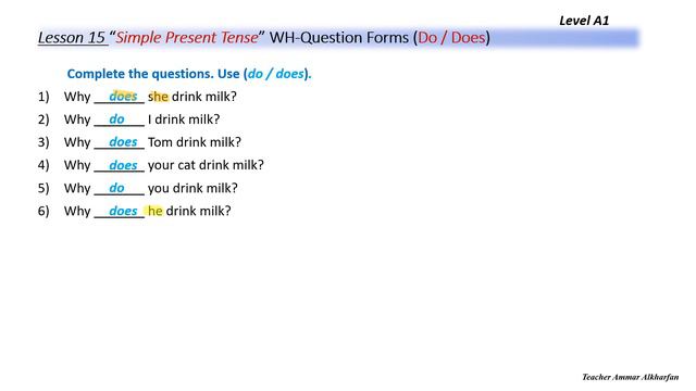 15.  Lesson 15 Simple Present: WH-Questions Information Questions