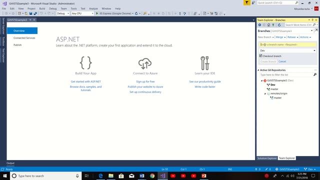 Part 1: Create GIT repository in VSTS and add branching смотреть онлайн