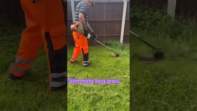 Strimming long grass