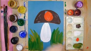 Как нарисовать ГРИБ - урок рисования для детей 2,5-4 лет. Дети рисуют ОСЕНЬ поэтапно