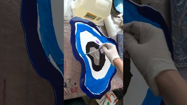 Рисование эпоксидной смолой. Срез камня, малая форма.